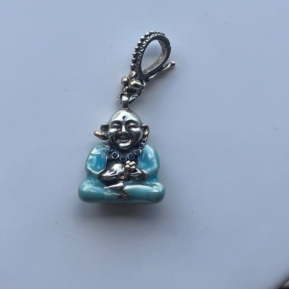 Vintage Buddha charm/enhancer by B Bixby sterling silver 18kt enamel - Picture 2 of 12